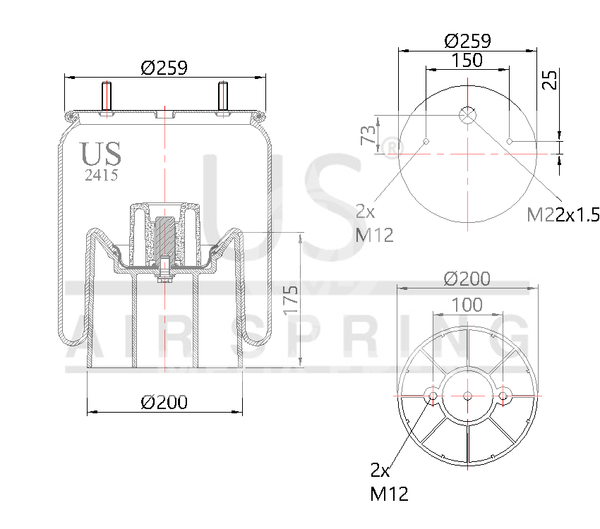 USMER 2415 KPP SÜSPANSİYON KÖRÜĞÜ KOMPLE 3870009232AB