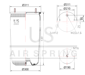 USMER 20881P SÜSPANSİYON KÖRÜGÜ LASTİK BPW