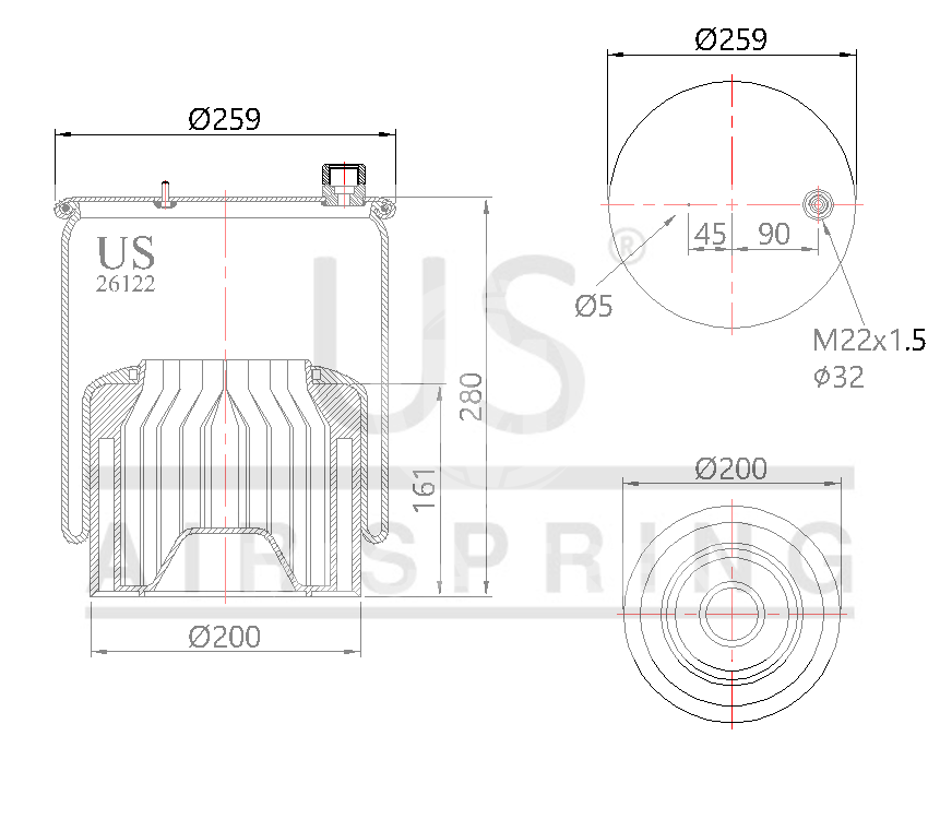 USMER 26122 KPP46 SÜSPANSİYON KÖRÜĞÜ KOMPLE 9603200057