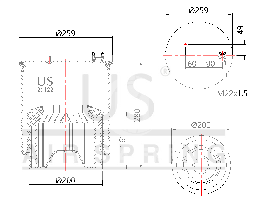 USMER 26122 KPP50 SÜSPANSİYON KÖRÜĞÜ KOMPLE 	A9613203621