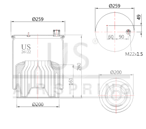 USMER 26122 KPP50 SÜSPANSİYON KÖRÜĞÜ KOMPLE 	A9613203621