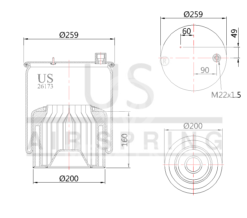 USMER 26173 KPP40 SÜSPANSİYON KÖRÜĞÜ KOMPLE A9613204221