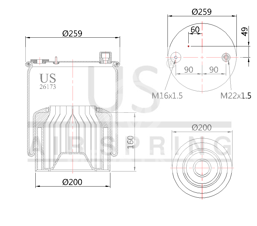 USMER 26173KPP41 SÜSPANSİYON KÖRÜĞÜ KOMPLE A9613204721