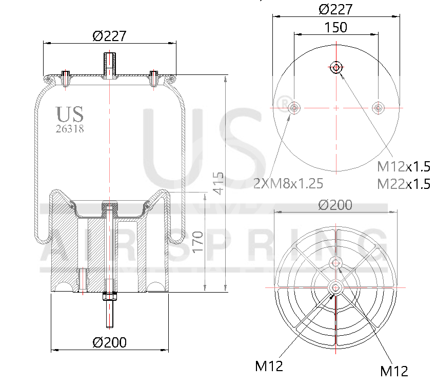 USMER 26318 KPP SÜSPANSİYON KÖRÜĞÜ KOMPLE SCHMIT 1244666
